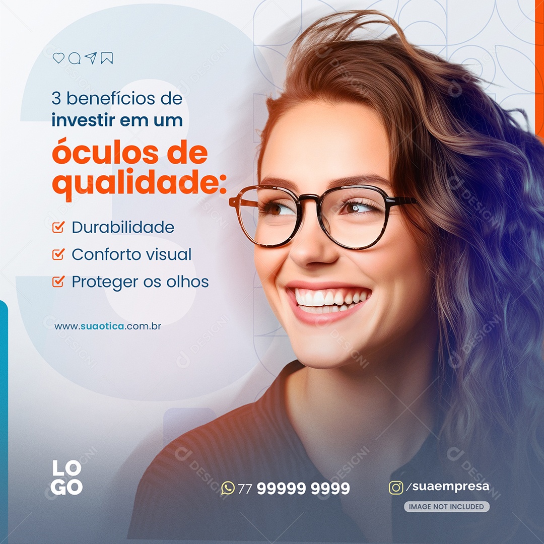 Social Media Óculos Com Qualidade PSD Editável