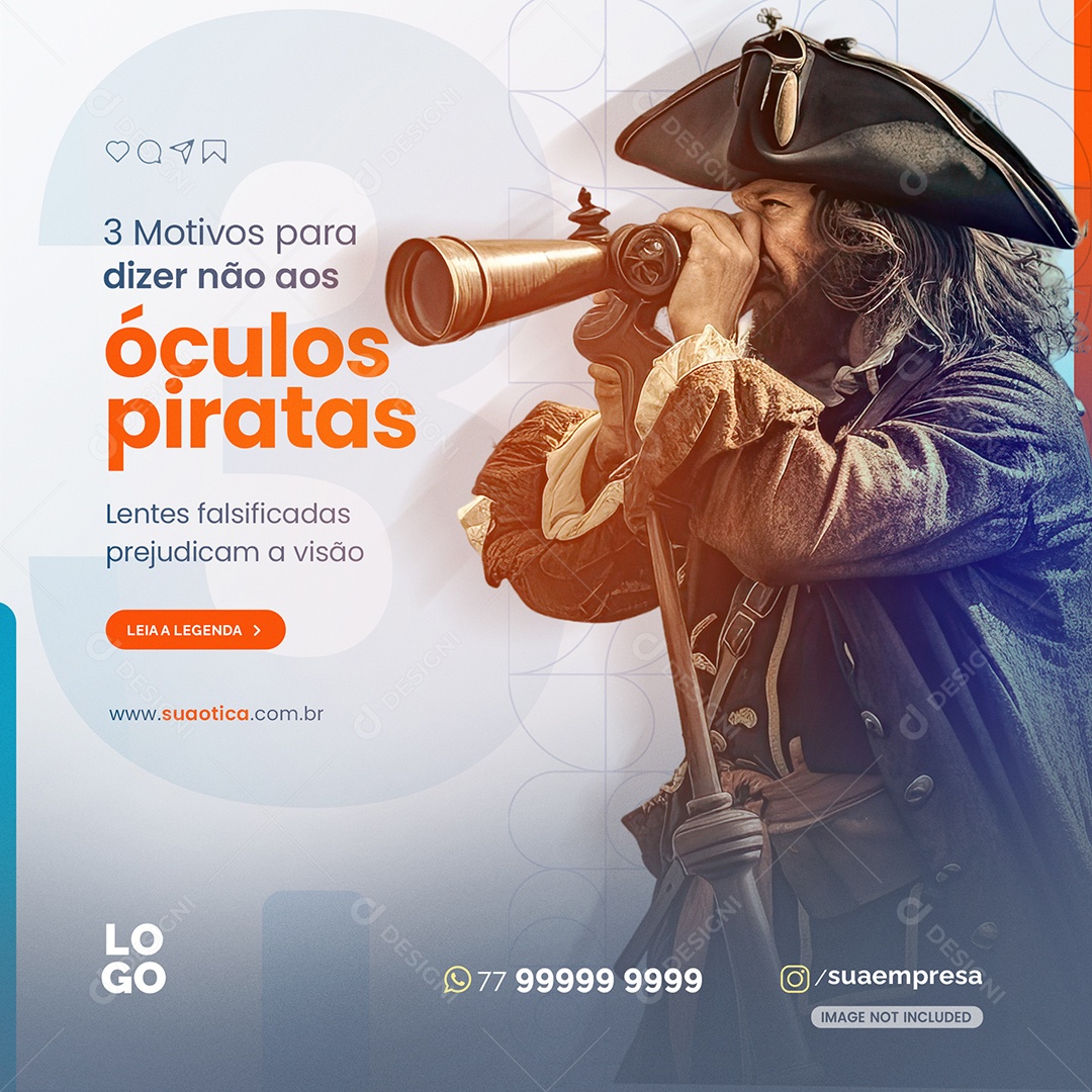 Óculos Pirata Ótica Social Media PSD Editável