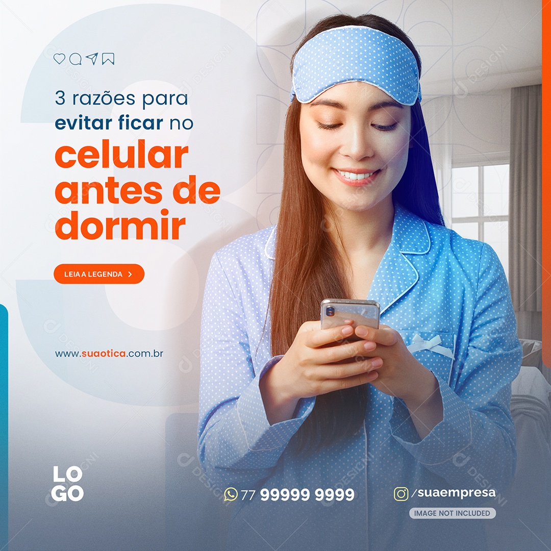 Evitar Ficar No Ceiular Ótica Social Media PSD Editável