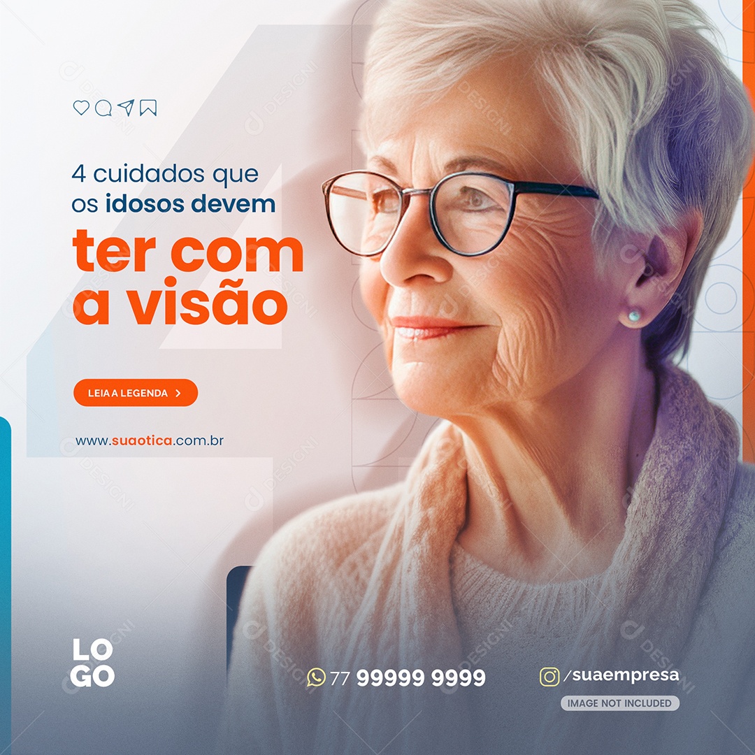 Cuidados Com a Visão Ótica Social Media PSD Editável