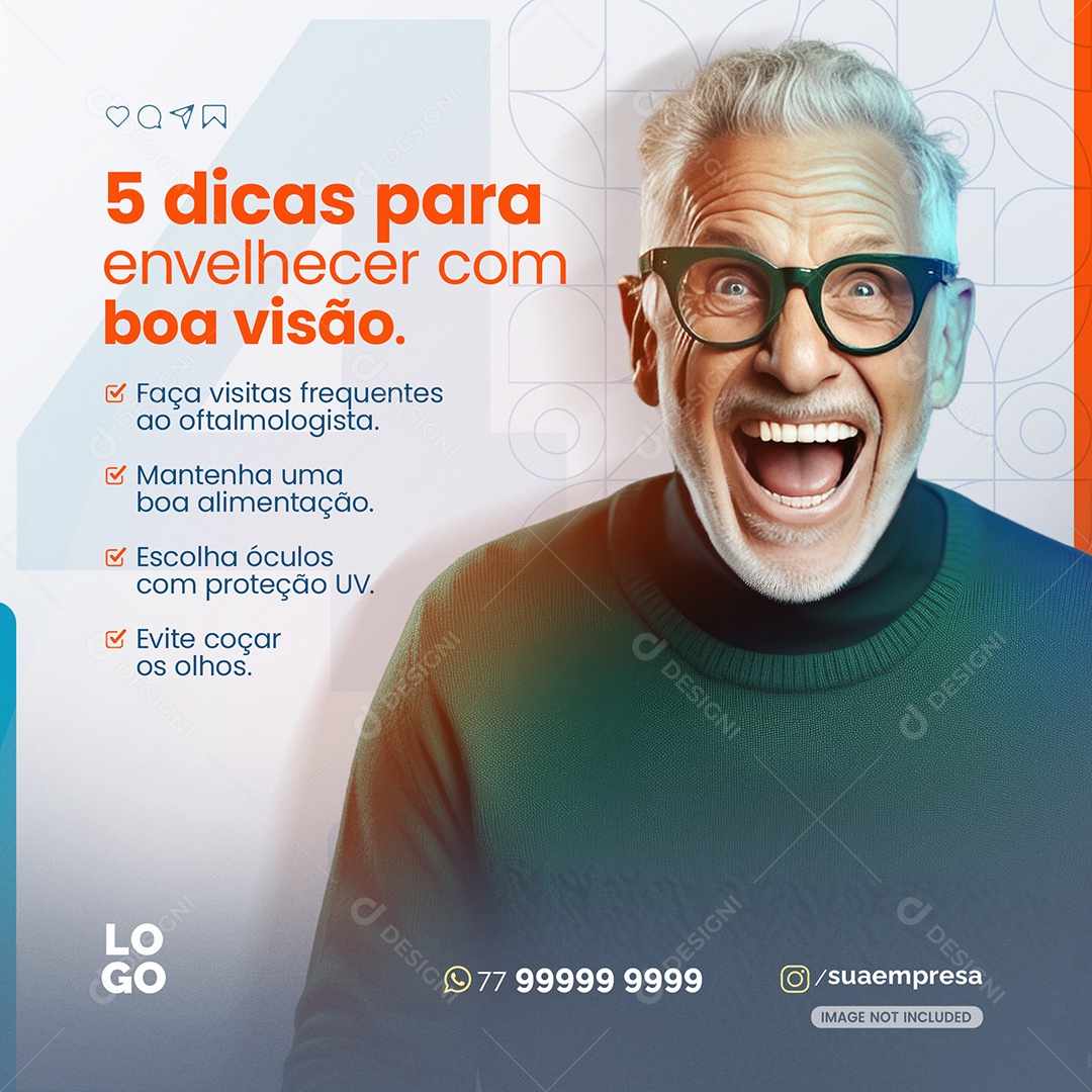 Social Media 5 Dicas Para Boa Visão PSD Editável