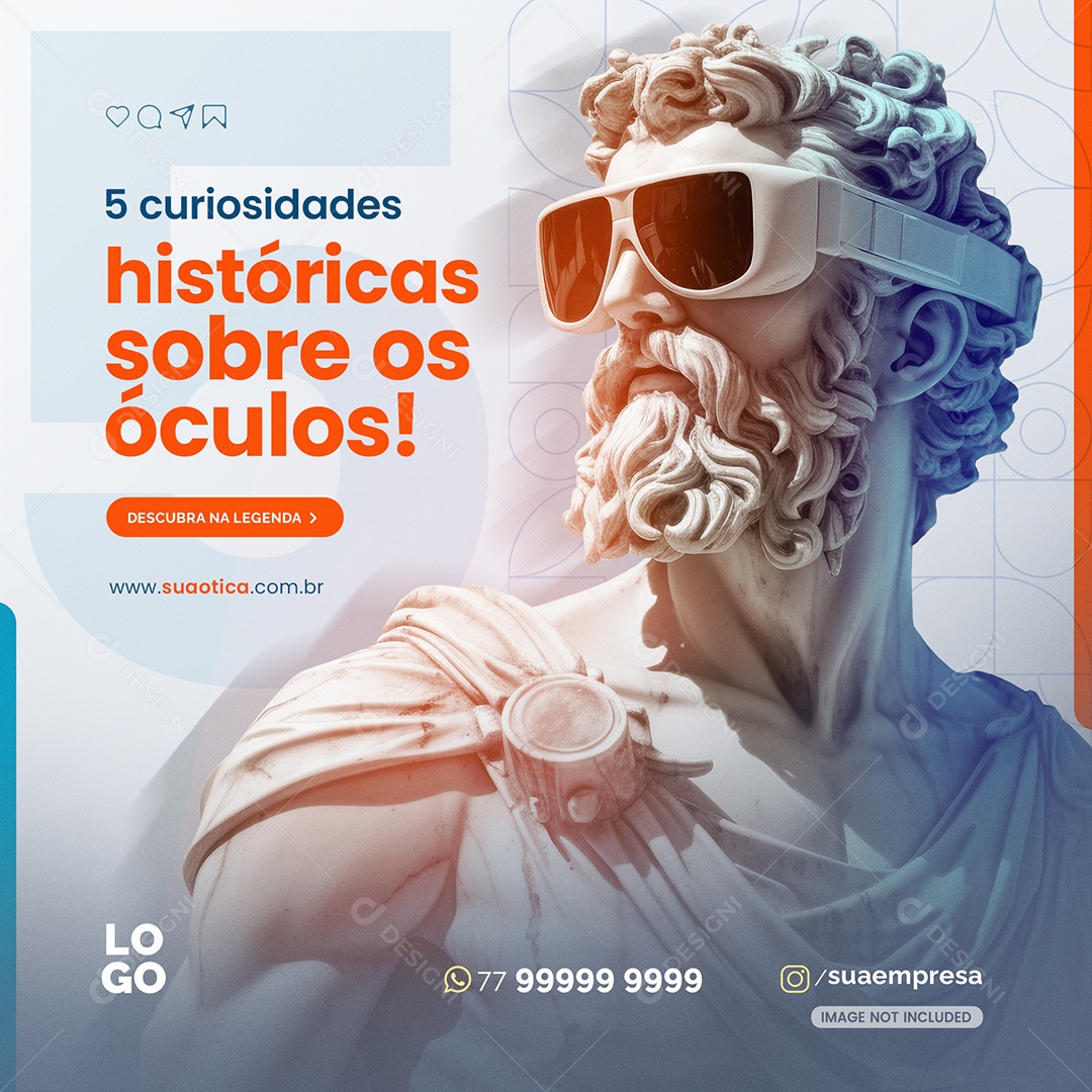 Curiosidades Sobre os Óculos Social Media PSD Editável