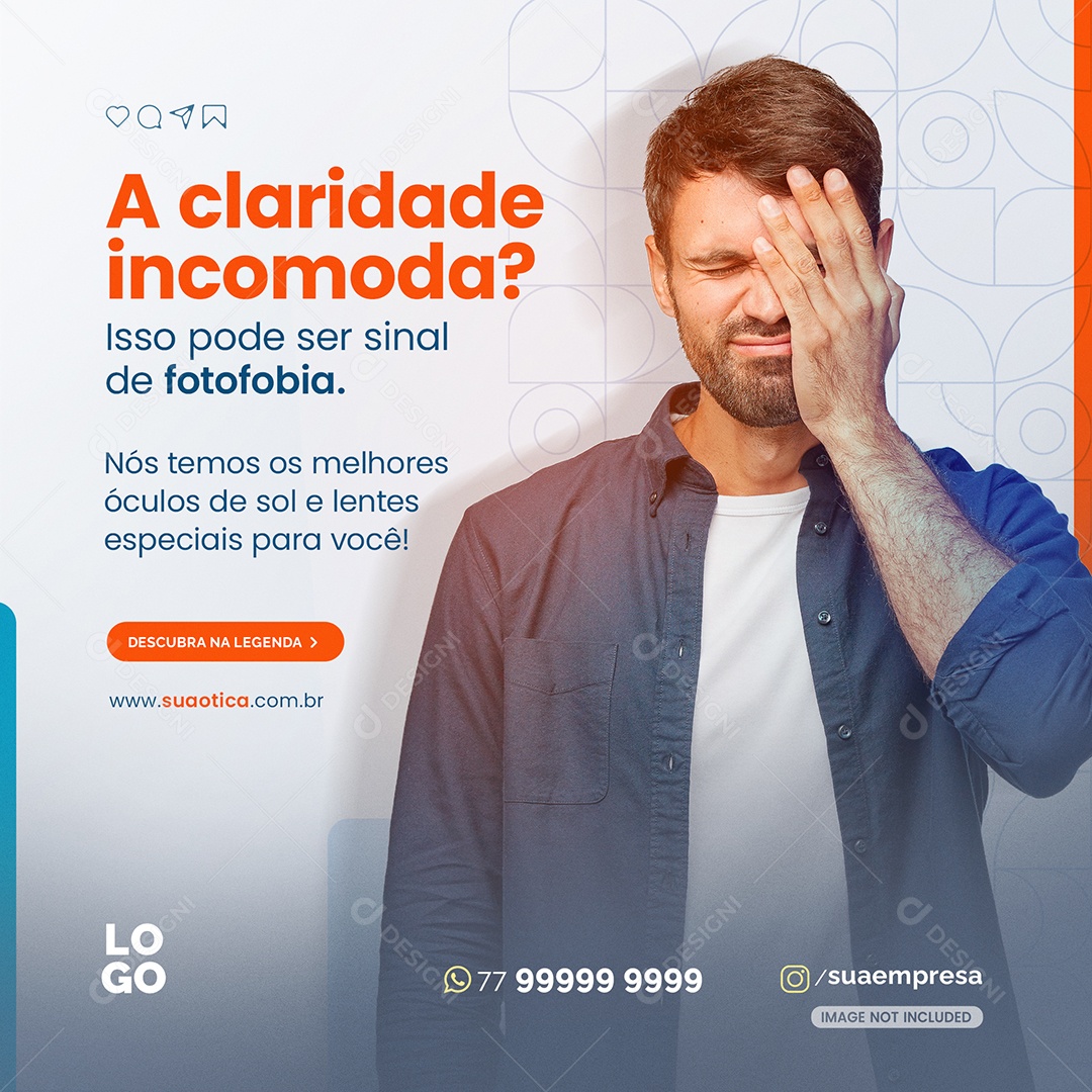 Social Media Claridade Incomoda Ótica PSD Editável