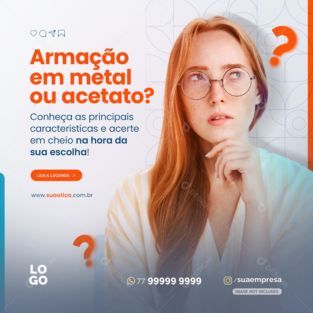 Armação De Metal Ótica Social Media PSD Editável