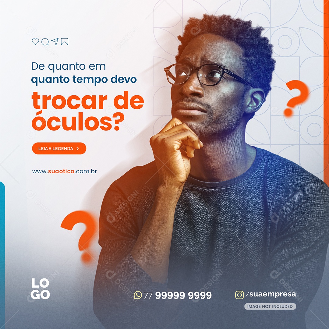 Trocar De Óculos Ótica Social Media PSD Editável