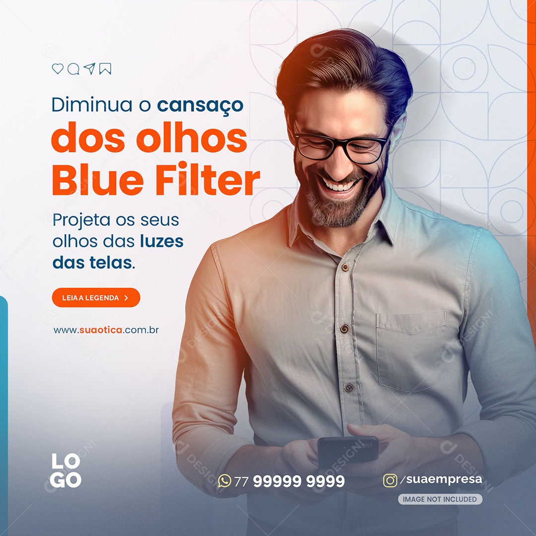 Social Media Diminua o Cansaço Dos Olhos Blue Filter PSD Editável