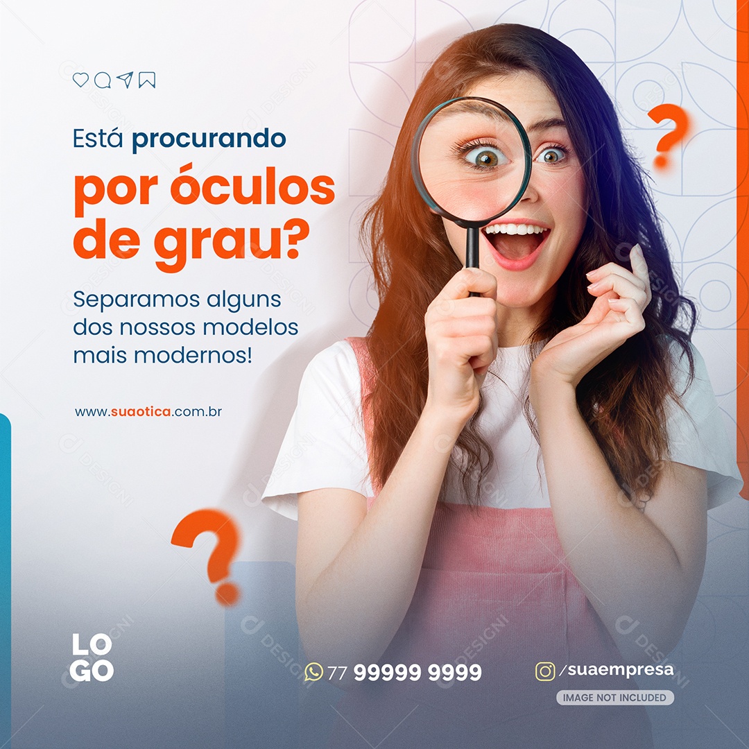 Social Media Procurando Por Óculos De Grau PSD Editável