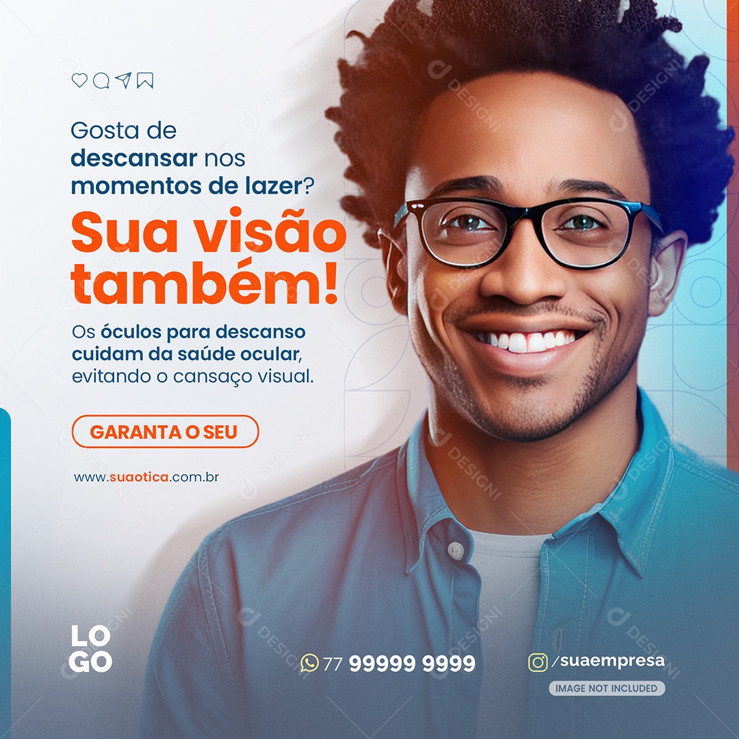 Social Media Ótica Sua Visão Também PSD Editável
