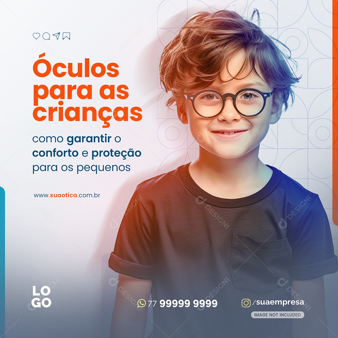 Òculos Para As Crianças Social Media PSD Editável