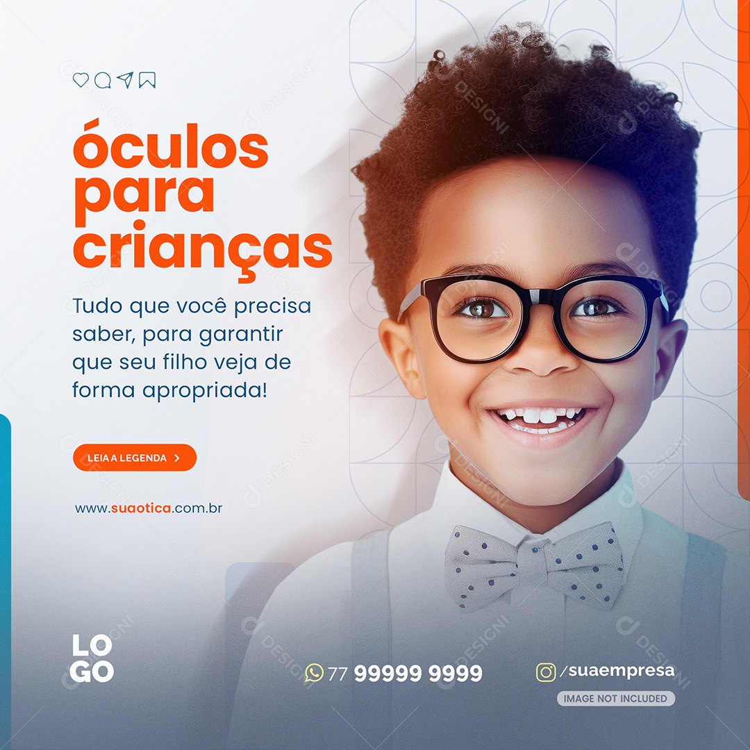 Social Media Óculos Para Crianças Ótica PSD Editável