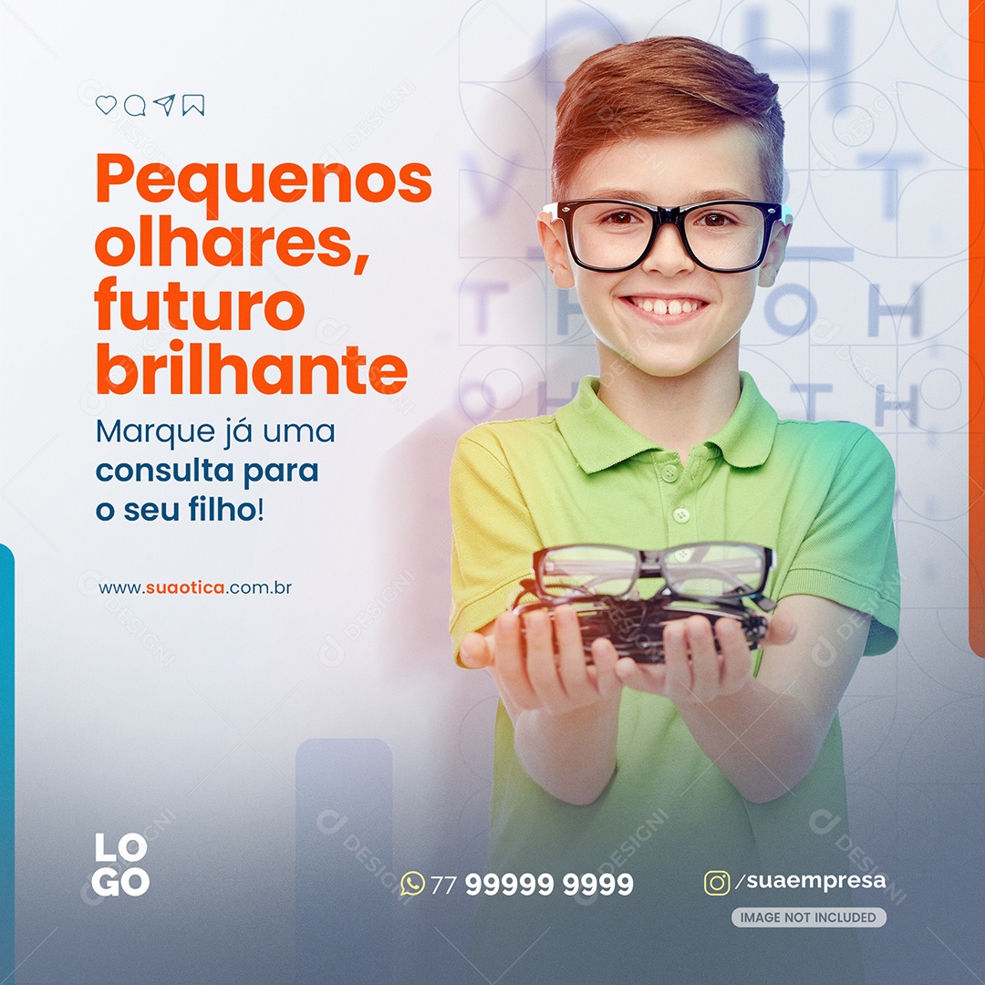 Social Media Pequenos Olhares Ótica PSD Editável