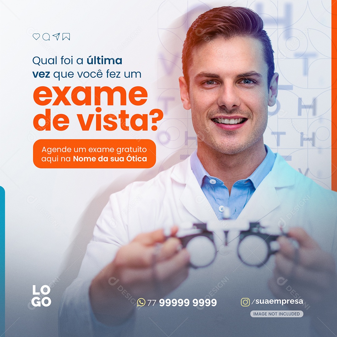 Social Media Exame De Vista Ótica PSD Editável