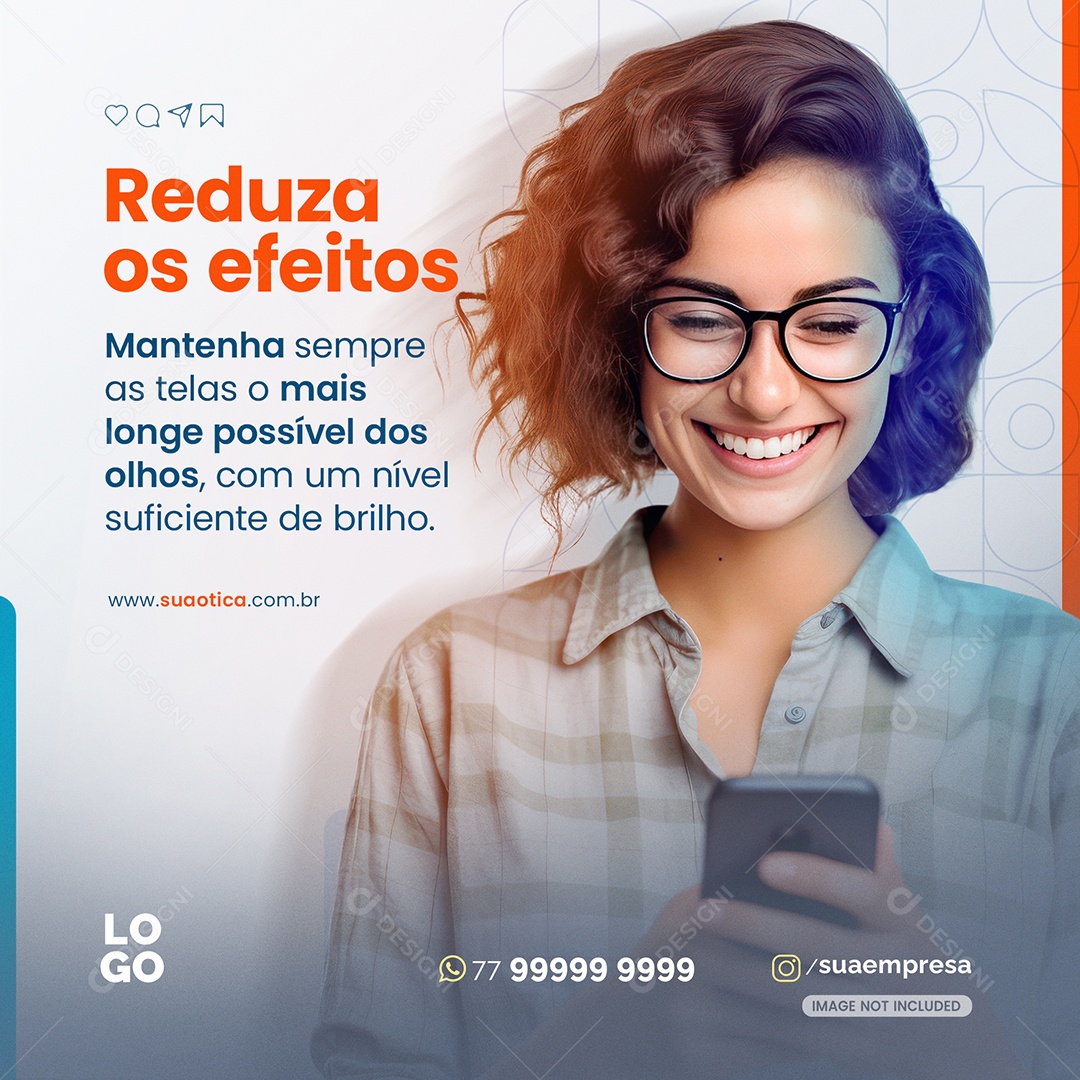 Reduza Os Efeitos Longe Dos Olhos Ótica Social Media PSD Editável