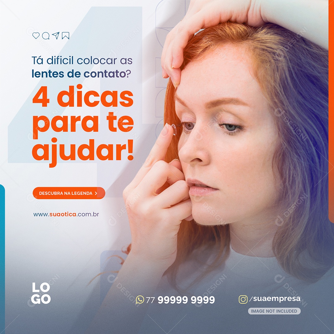 Colocar Lentes De Contato Dicas Para te Ajudar Ótica Social Media PSD Editável