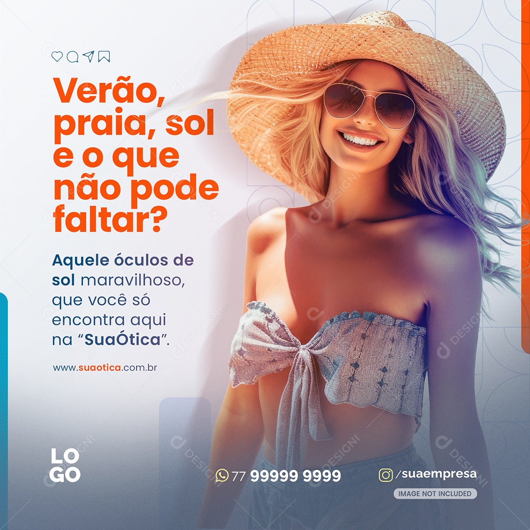 Verão Praia Sol Aquele Óculos De Sol Ótica Social Media PSD Editável