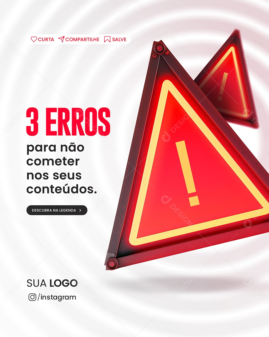 Social Media  3 Erros Para Não Cometer Nos Seus Conteúdos PSD Editável