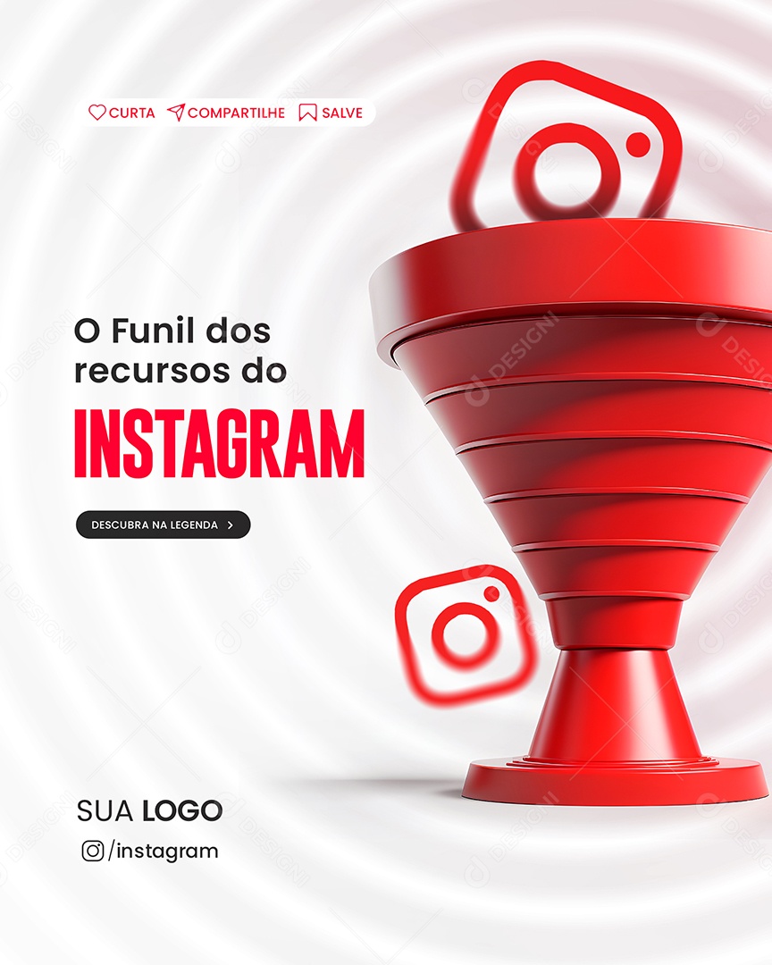 Social Media O Funil Dos Recursos Do Instagram PSD Editável