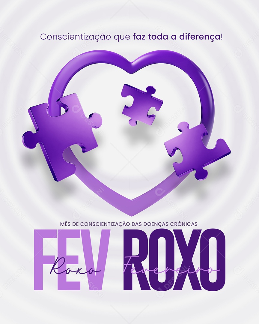 Fevereiro Roxo Faz Toda a Diferença Social Media PSD Editável