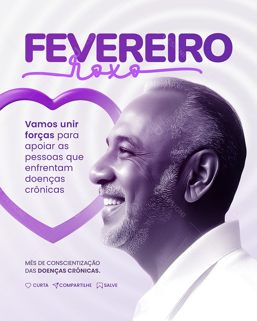 Fevereiro Roxo Vamos Unir Forças Social Media PSD Editável