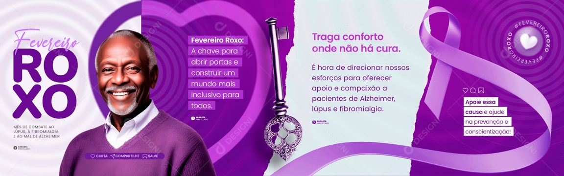 Carrossel Fevereiro Roxo Mês De Combate Social Media PSD Editável