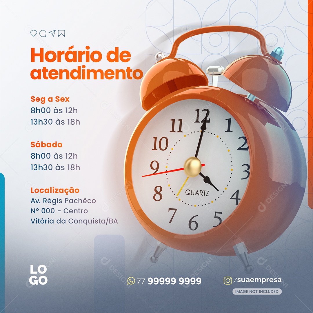 Social Media Horário De Atendimento Ótica PSD Editável