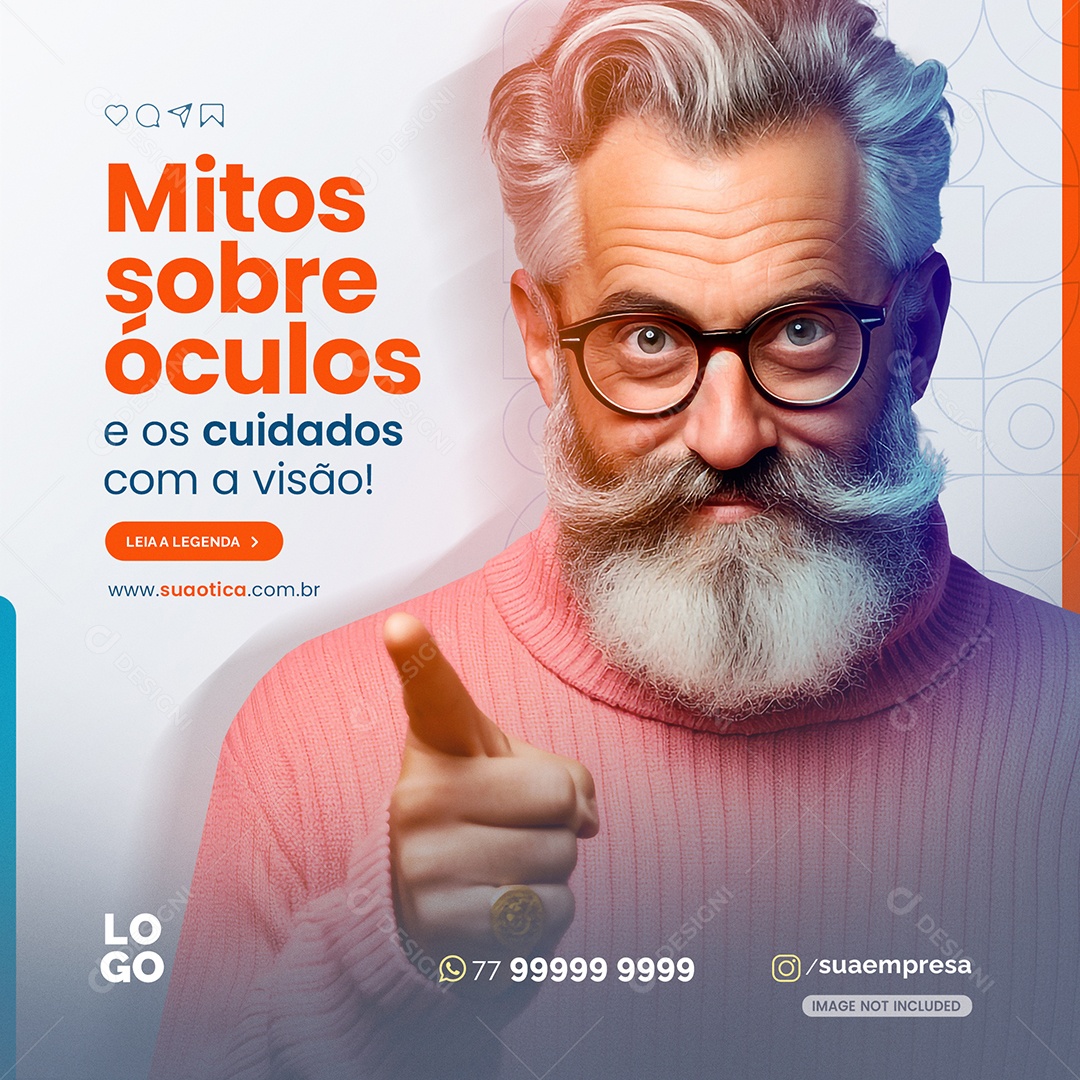MItos Sobre Óculos Cuidados Com a Visão Social Media PSD Editável