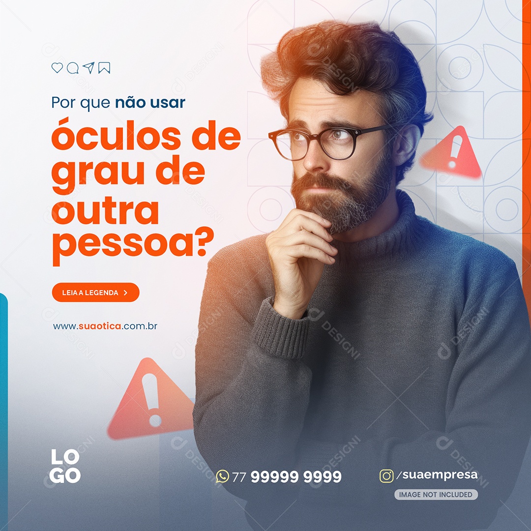 Social Media Por Que Não Usar Óculos De Grau de Outra Pessoa PSD Editável
