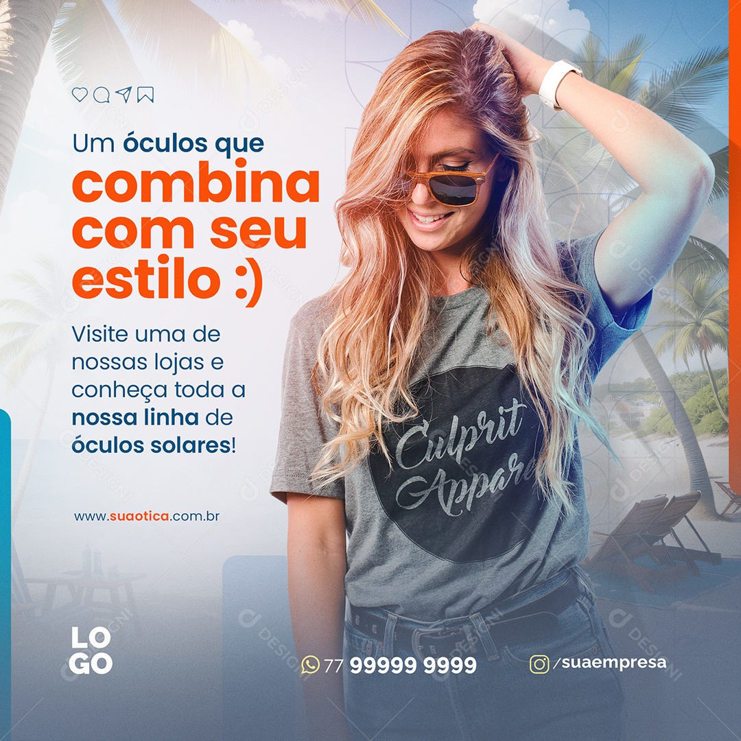 Social Media Óculos Que Combina Com  Seu Estilo PSD Editável