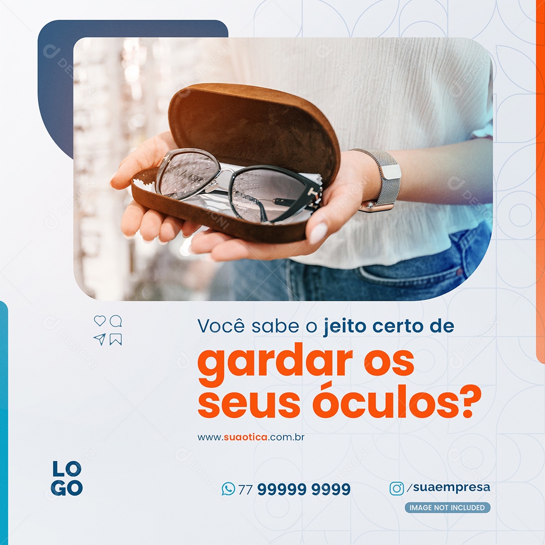 Social Media Jeito Certo Guardar os Seus Óculos PSD Editável