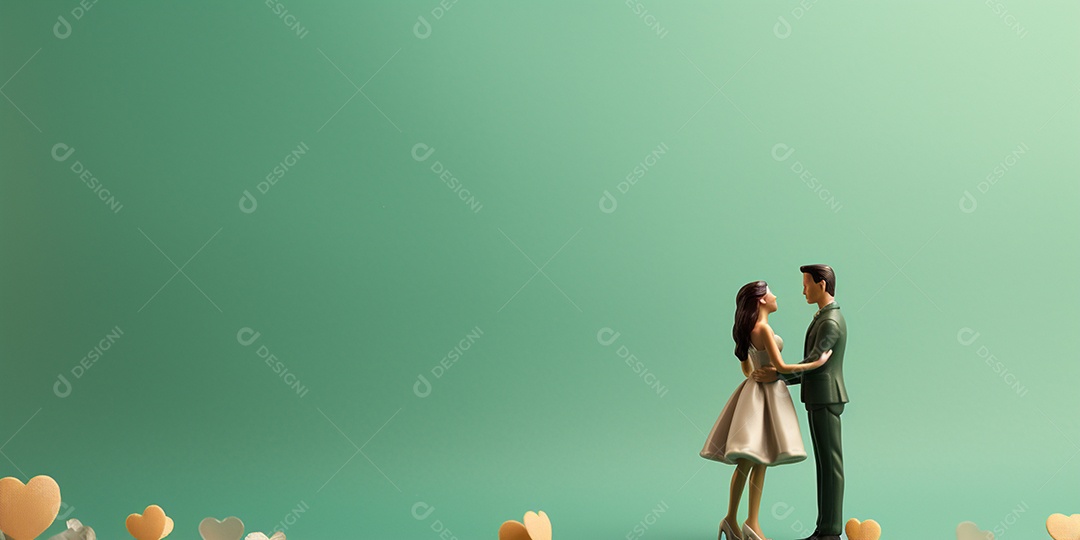 Belo casal de jovens fofos em HD sobre fundo verde isolado IA