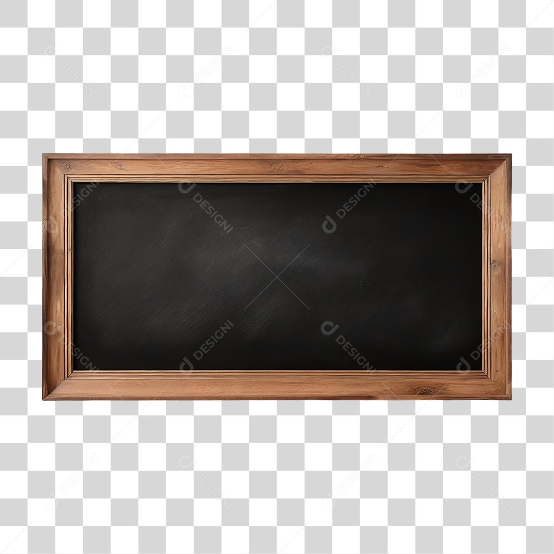 Quadro Negro com Moldura de Madeira PNG Transparente