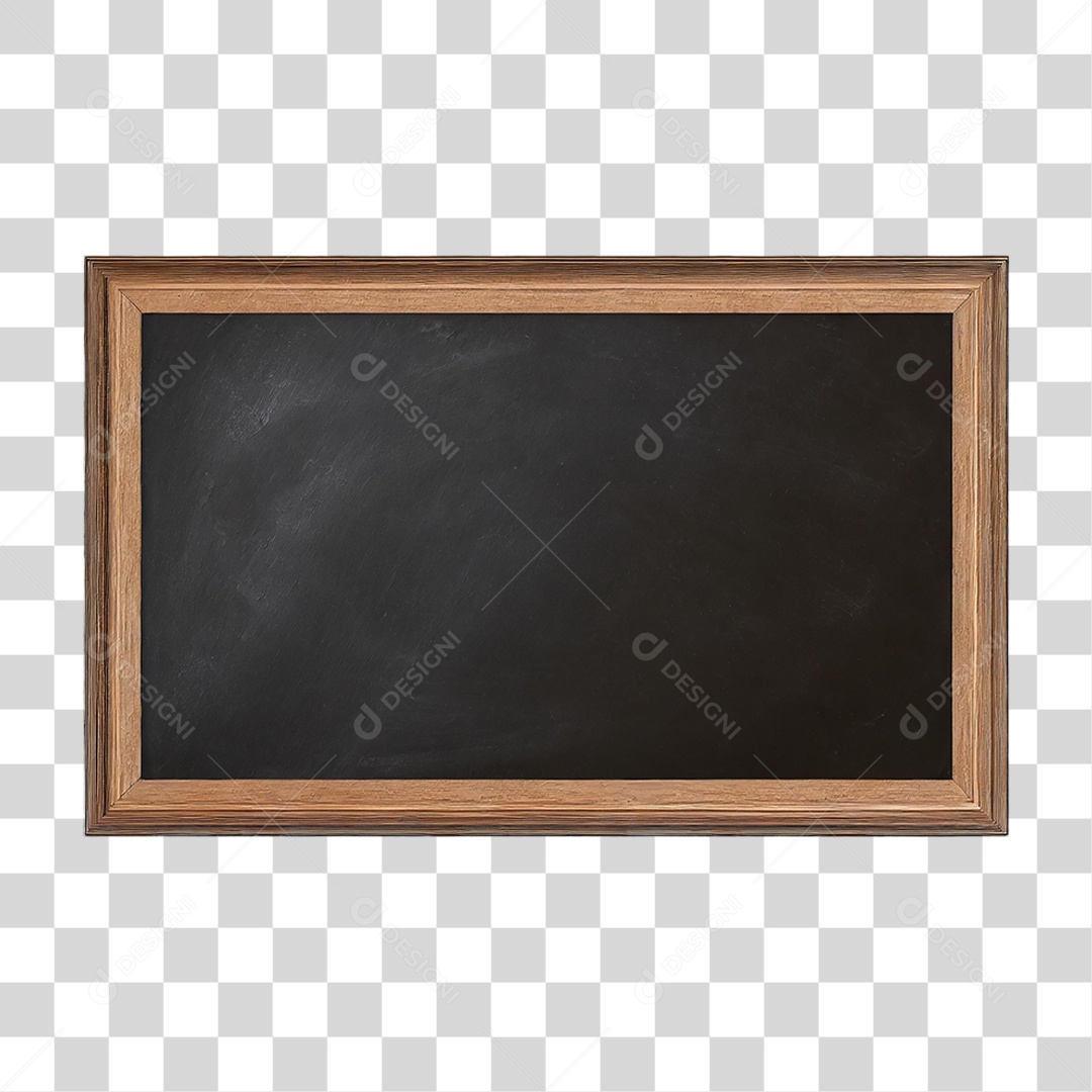 Quadro Negro com Moldura de Madeira PNG Transparente