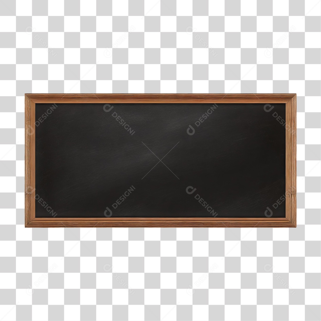 Quadro Negro com Moldura de Madeira PNG Transparente