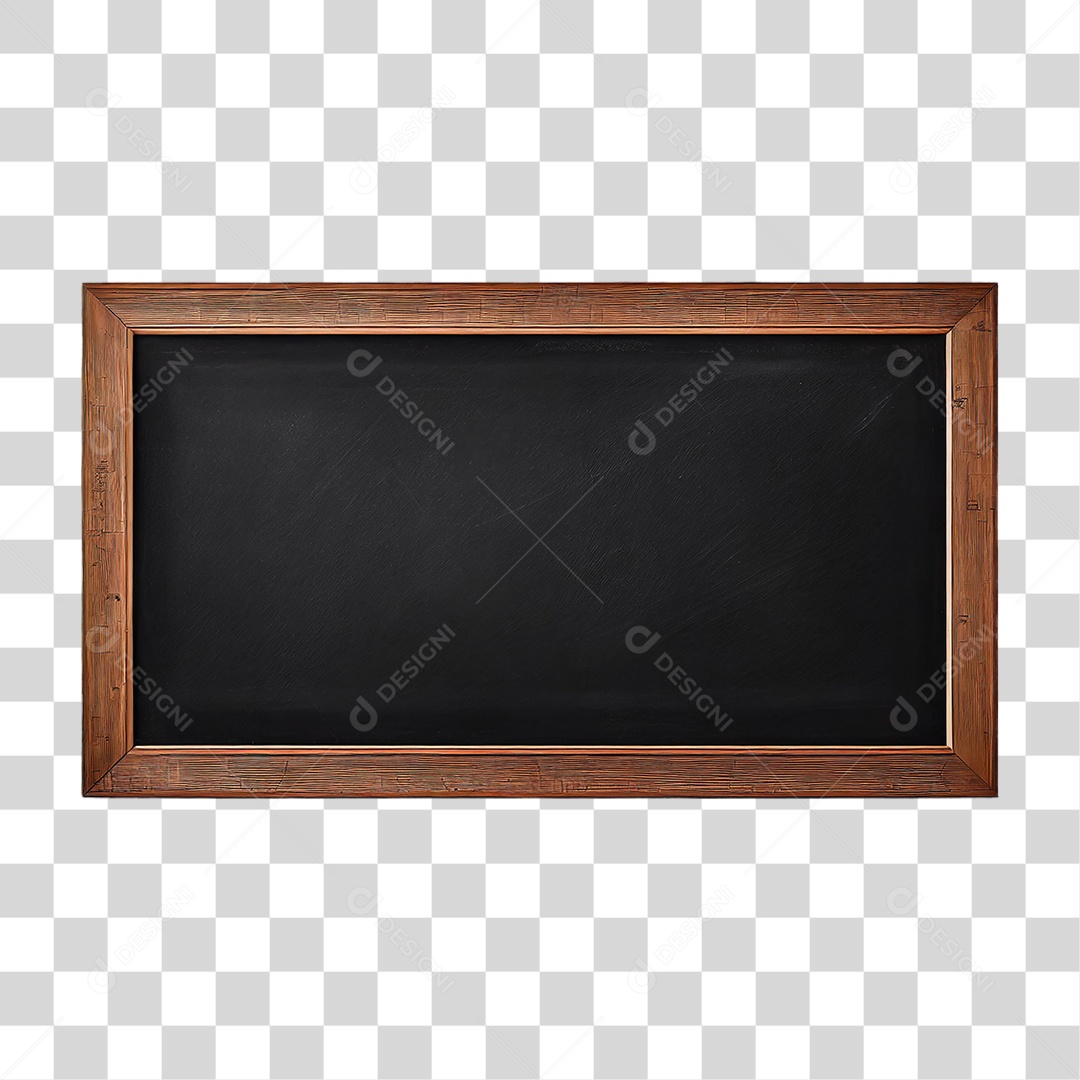 Quadro Negro com Moldura de Madeira PNG Transparente