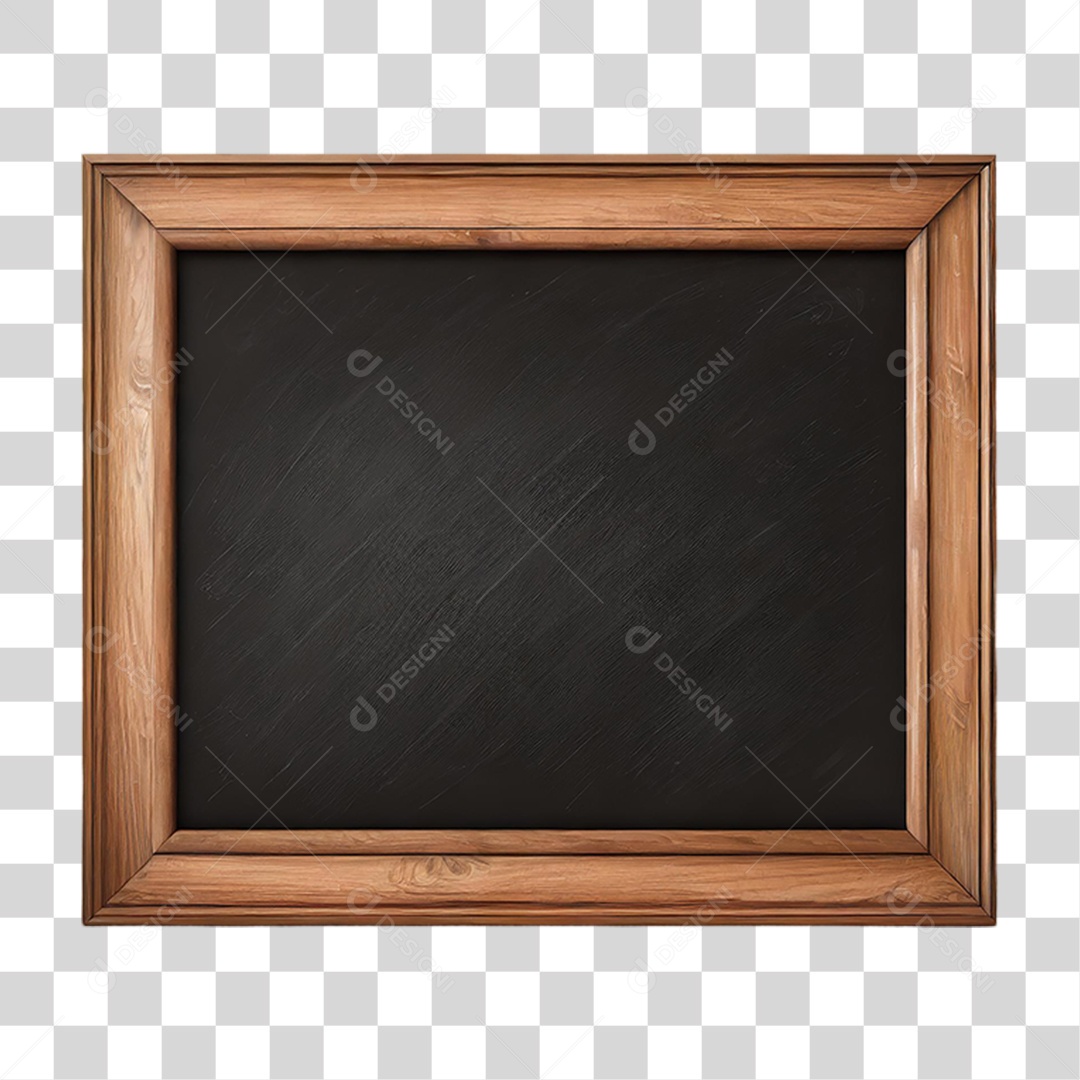 Quadro Negro com Moldura de Madeira PNG Transparente
