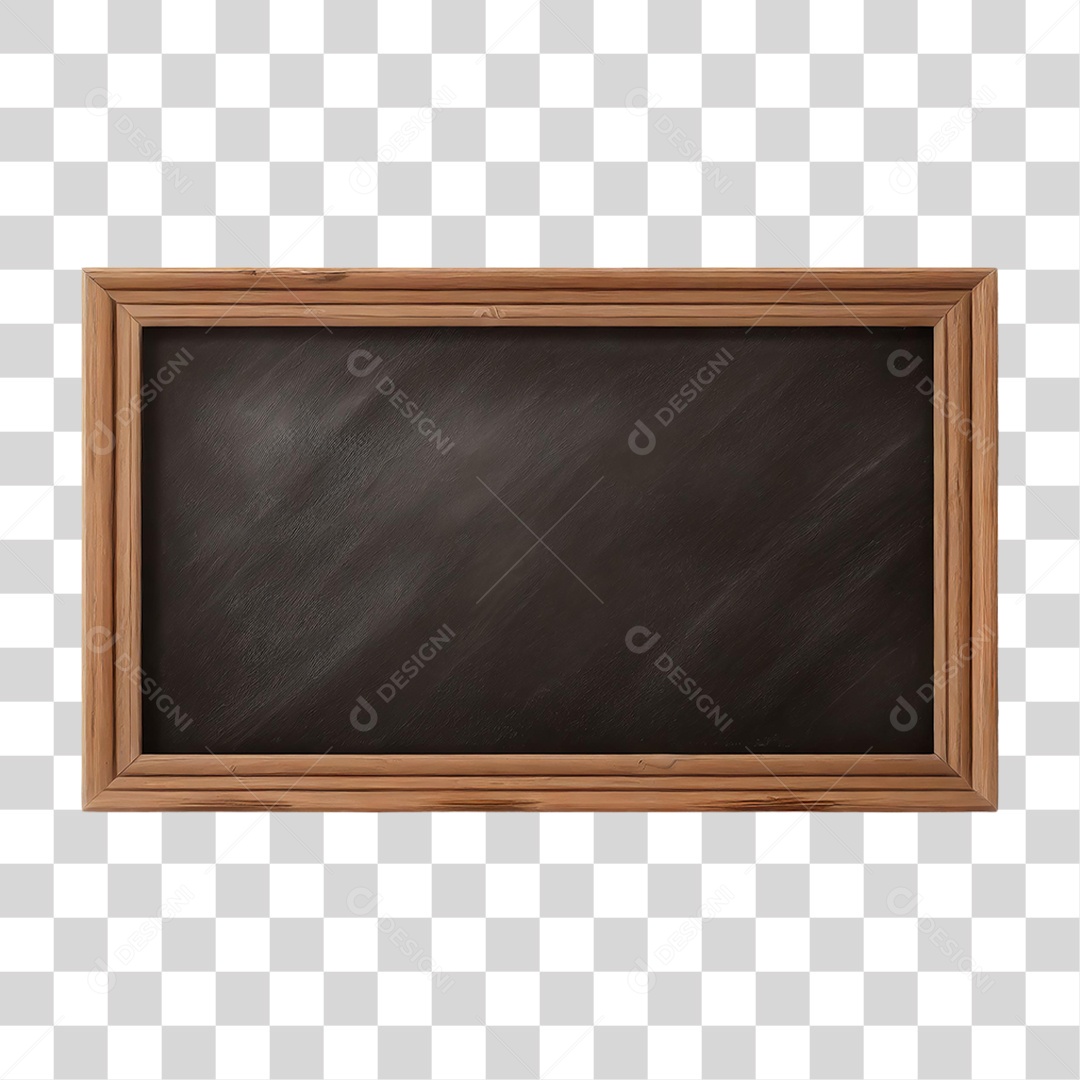 Quadro Negro com Moldura de Madeira PNG Transparente