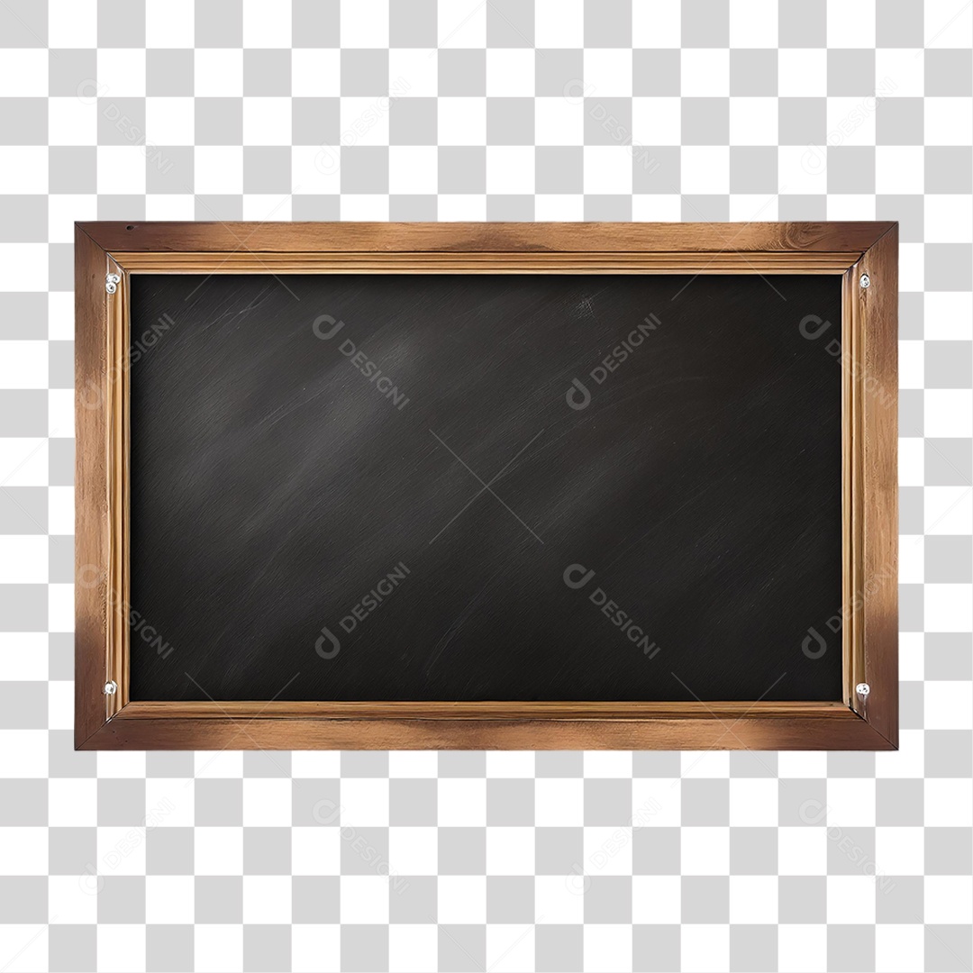 Quadro Negro com Moldura de Madeira PNG Transparente