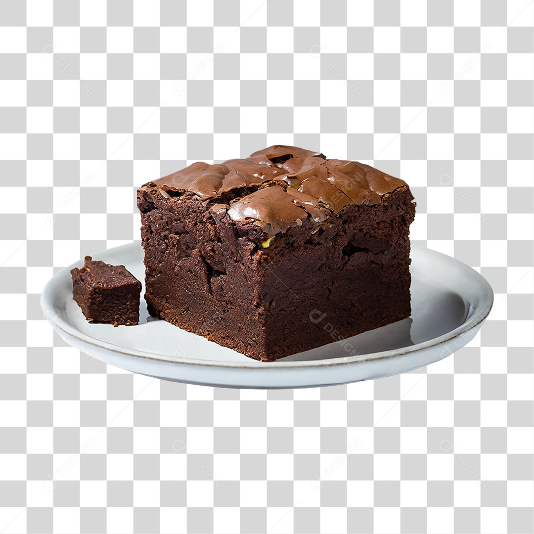 Prato com Brownie de Chocolate PNG Transparente