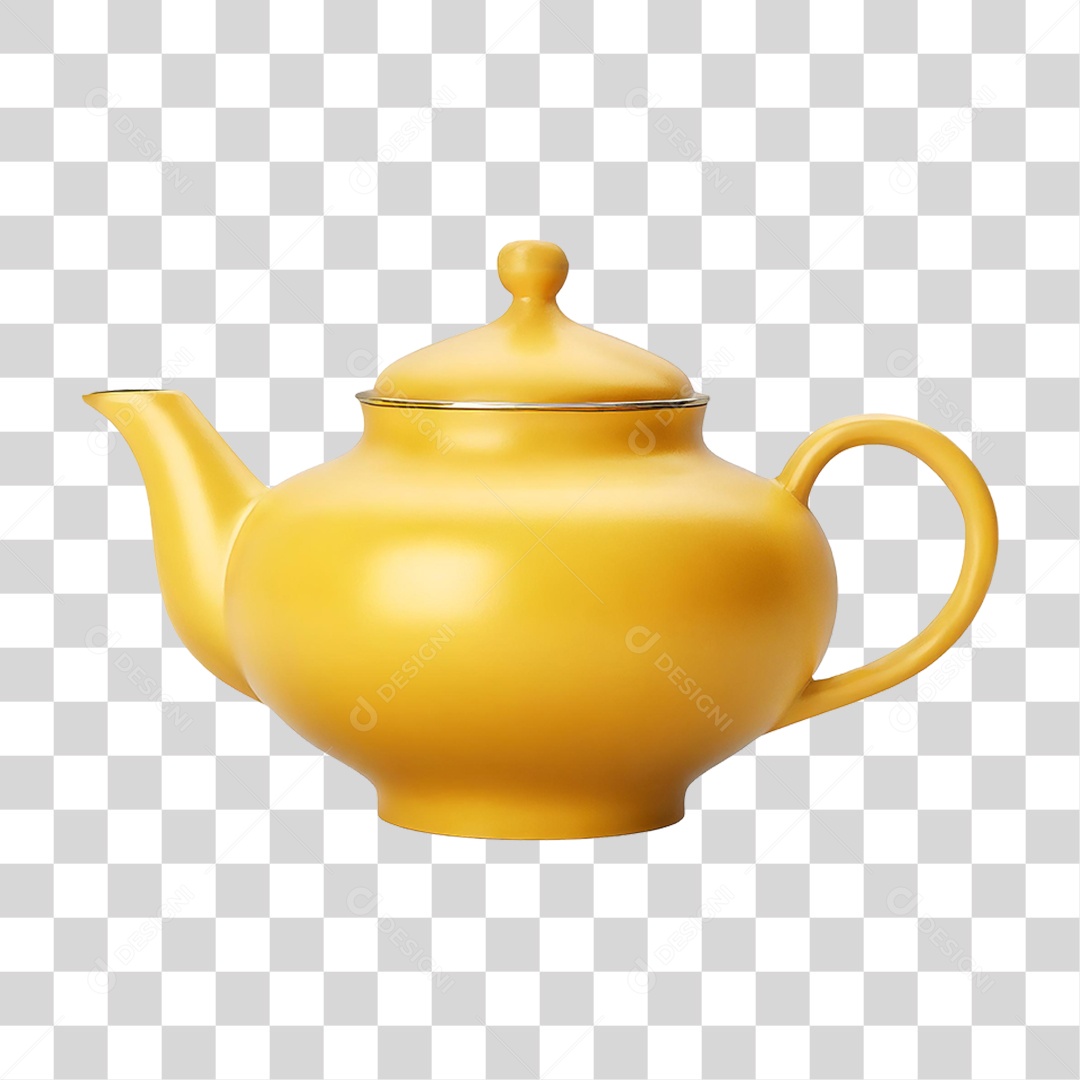 Bule de Cerâmica Amarelo PNG Transparente