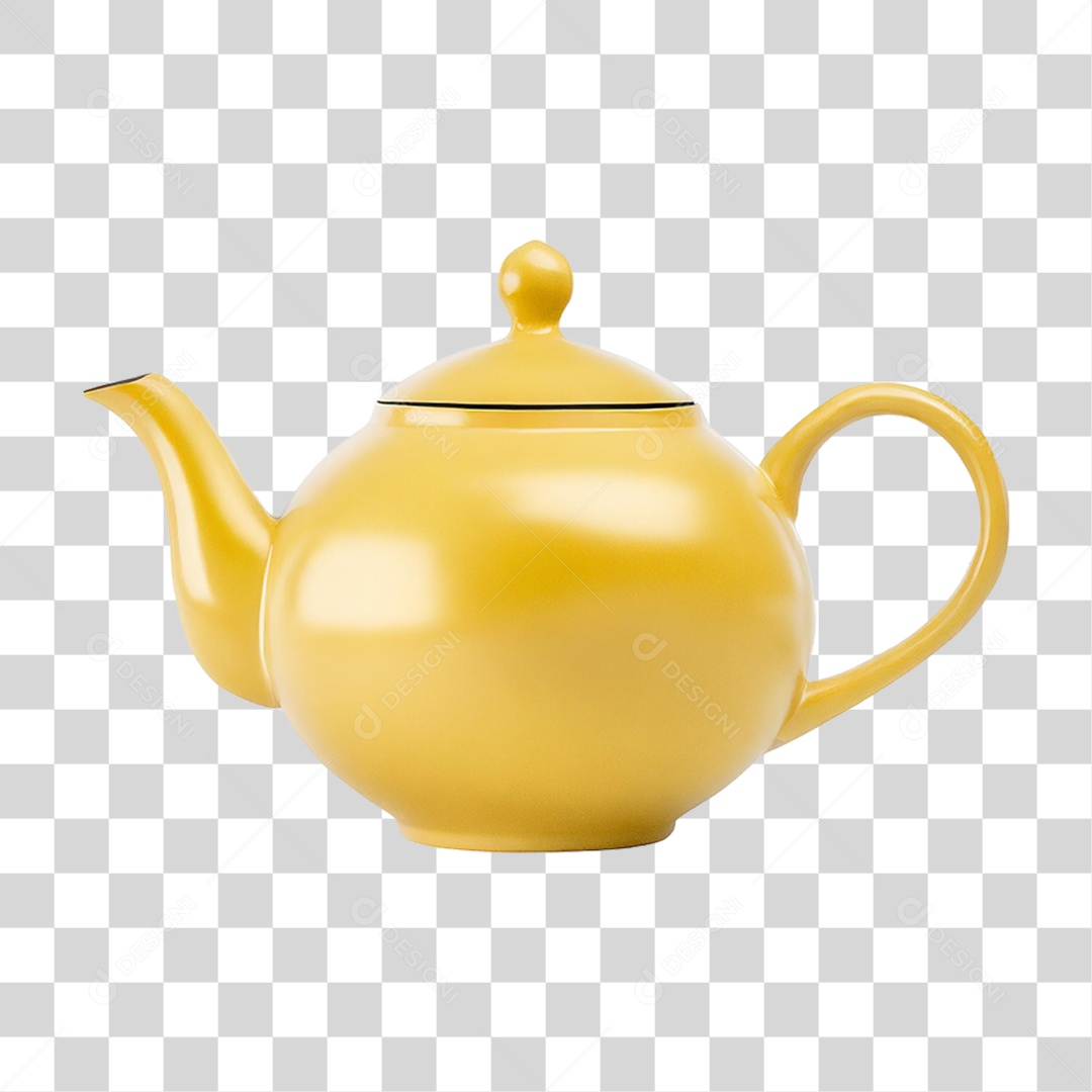 Bule de Cerâmica Amarelo PNG Transparente