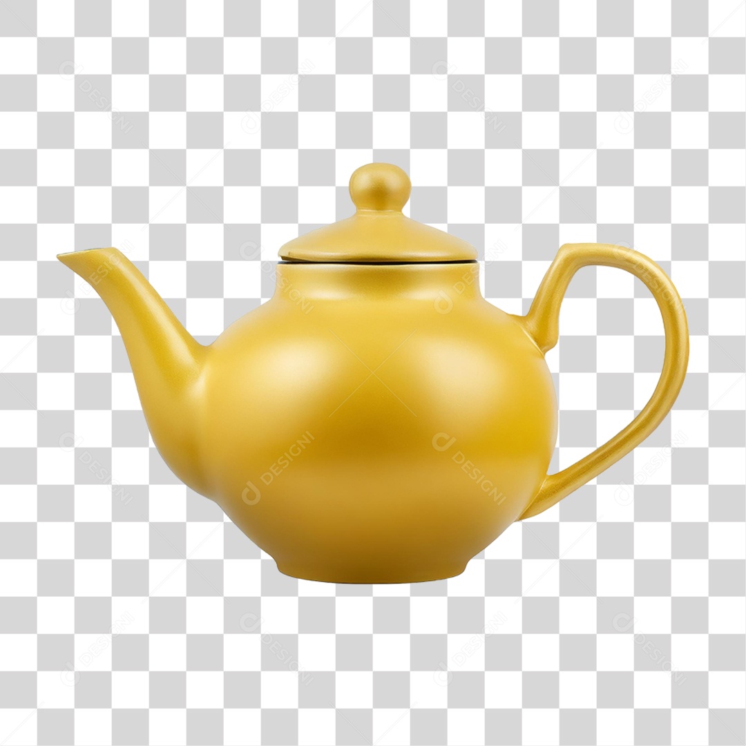 Bule de Cerâmica Amarelo PNG Transparente