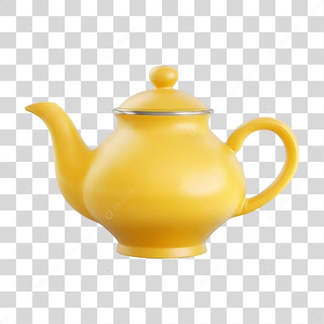 Bule de Cerâmica Amarelo PNG Transparente