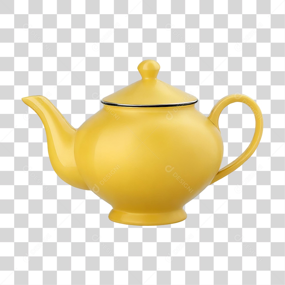 Bule de Cerâmica Amarelo PNG Transparente