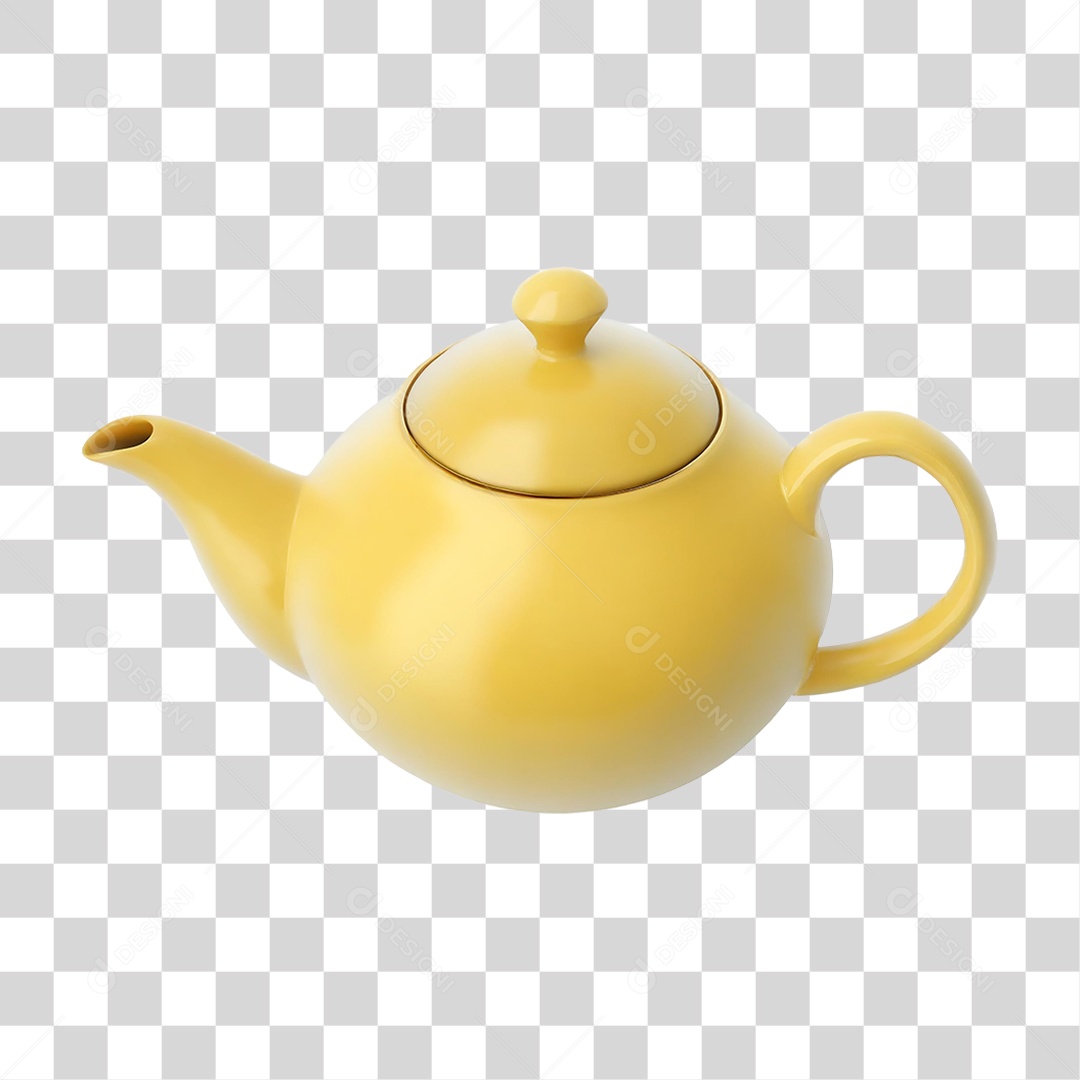 Bule de Cerâmica Amarelo PNG Transparente