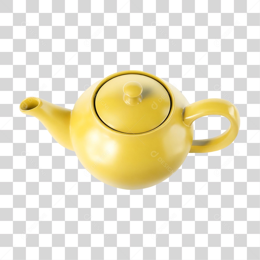Transparent PNG Yellow Ceramic Teapot