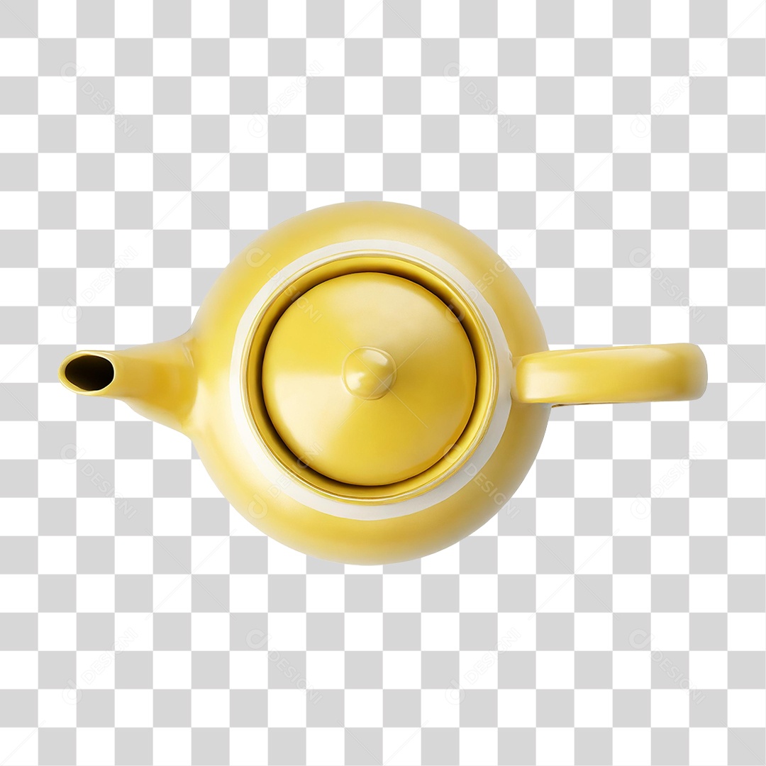 Bule de Cerâmica Amarelo PNG Transparente