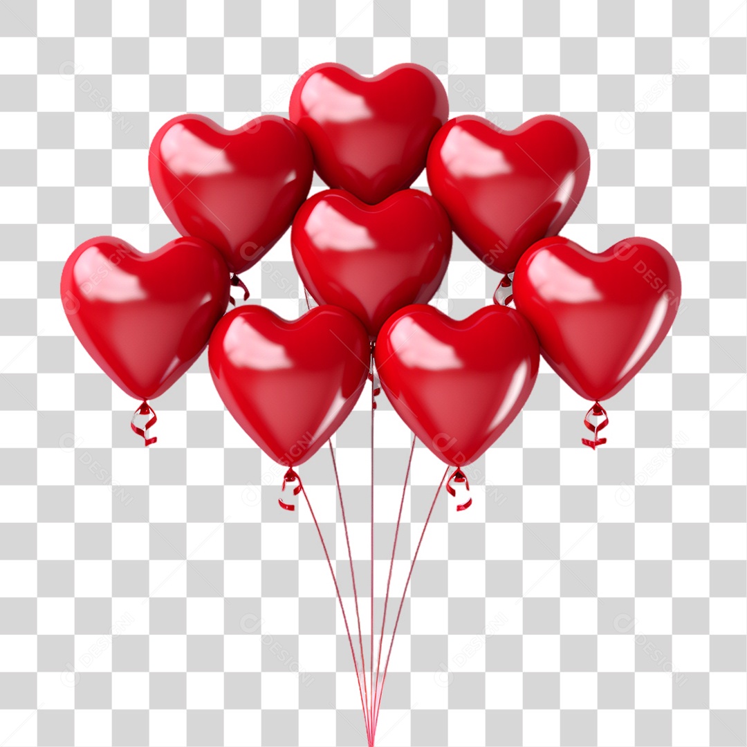 Balões de Coração PNG Transparente