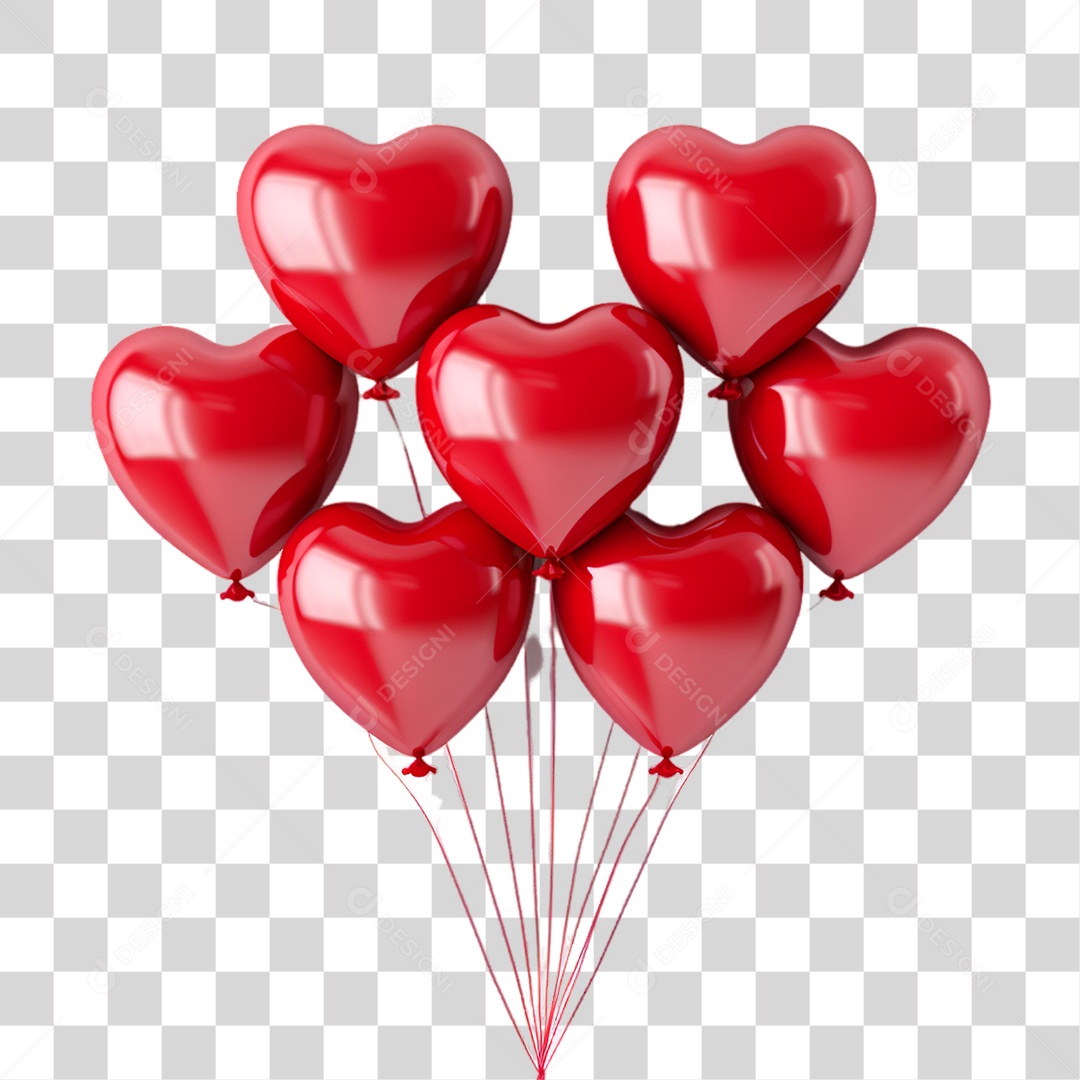 Balões de Coração PNG Transparente