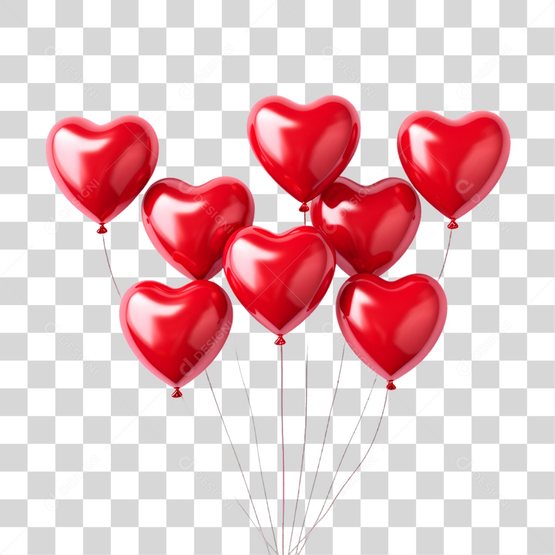 Balões de Coração PNG Transparente