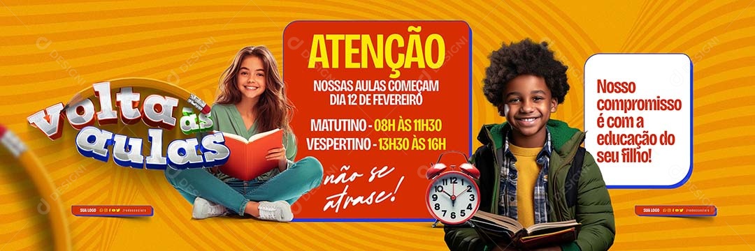 Carrossel Volta às Aulas Nosso Compromisso é com a Educação do seuu Filho Social Media PSD Editável